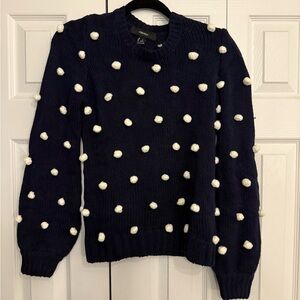 Forever 21 Dark Blue Sweater with White Pom-Poms